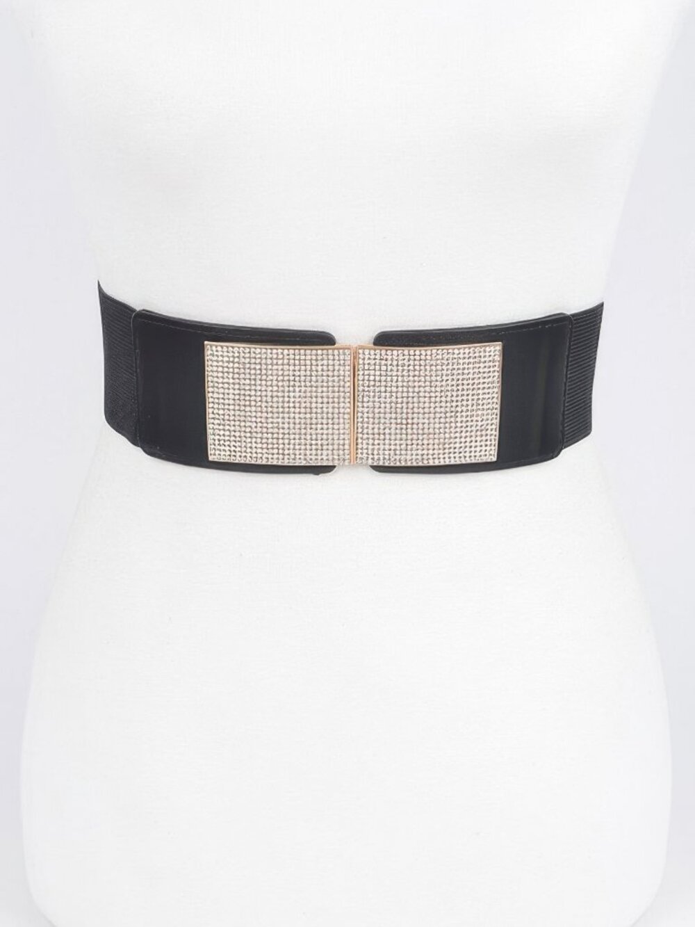 Rhinestone Metal Buckle Stretch Belt